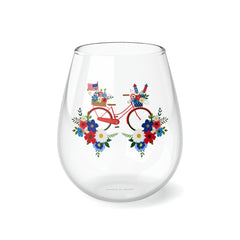 Patriotic Bike Stemless Wine Glass, 11.75oz