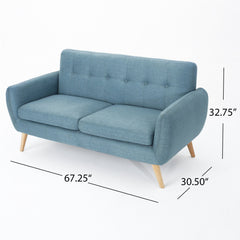 2-Seater Loveseat with Button Tufted Back and Solid Wood Legs - Sofas