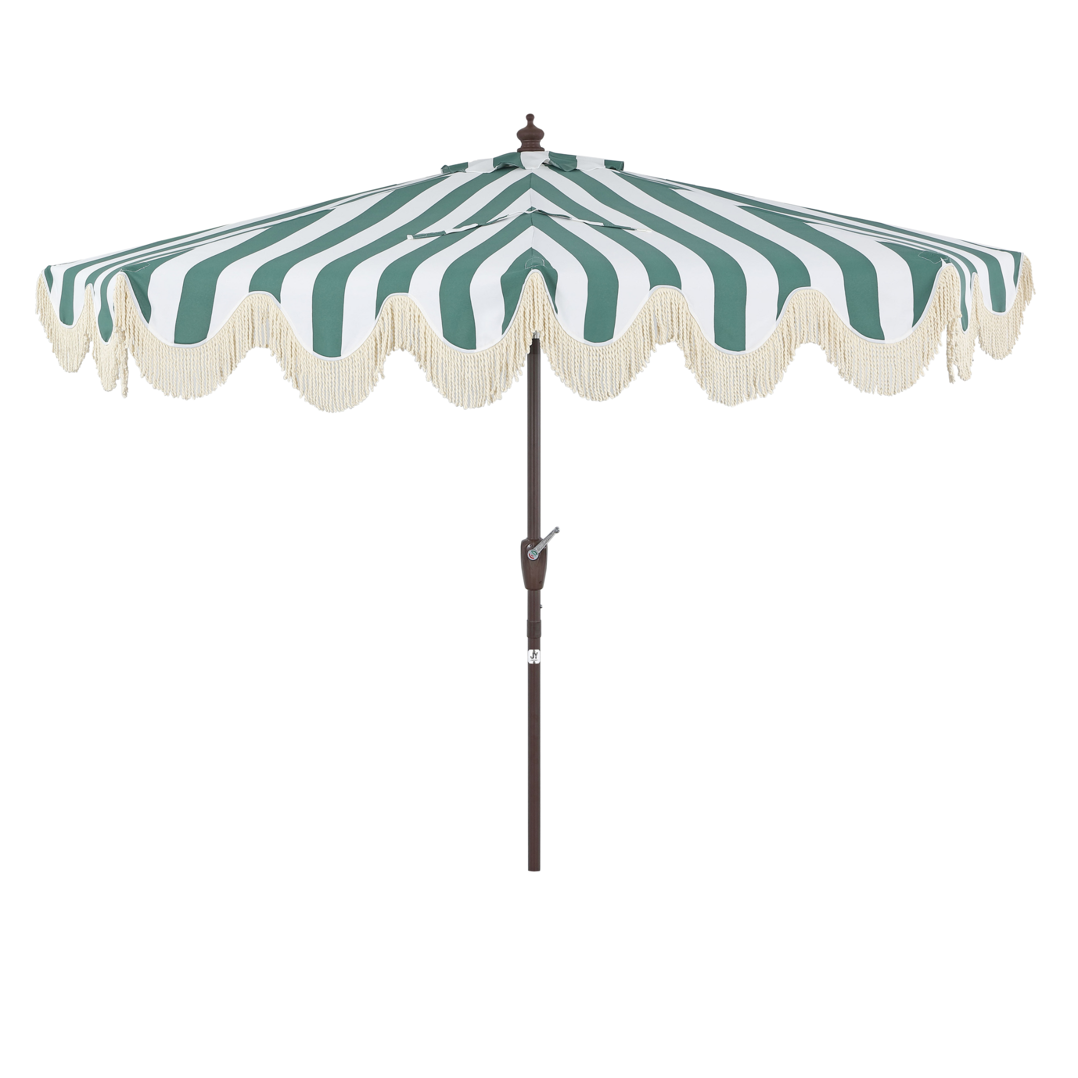 cantilever patio umbrella pier one JONATHAN Y Designs Beverly 9 ft. Designer Classic Scalloped Fringe Half Market Patio Umbrella with Crank