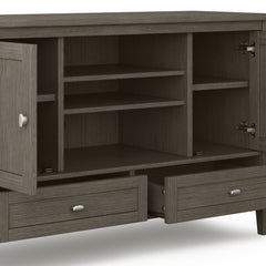 Aspire Solid Wood TV Stand with 2 Drawers and Adjustable Shelf