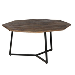 35, 28 Inch 2 Piece Nesting Coffee Table Set, Octagon Top, Mango Wood, Brown and Black - Coffee Tables