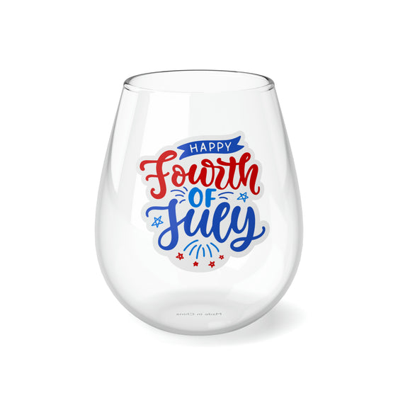 Fourth of July Stemless Wine Glass, 11.75oz
