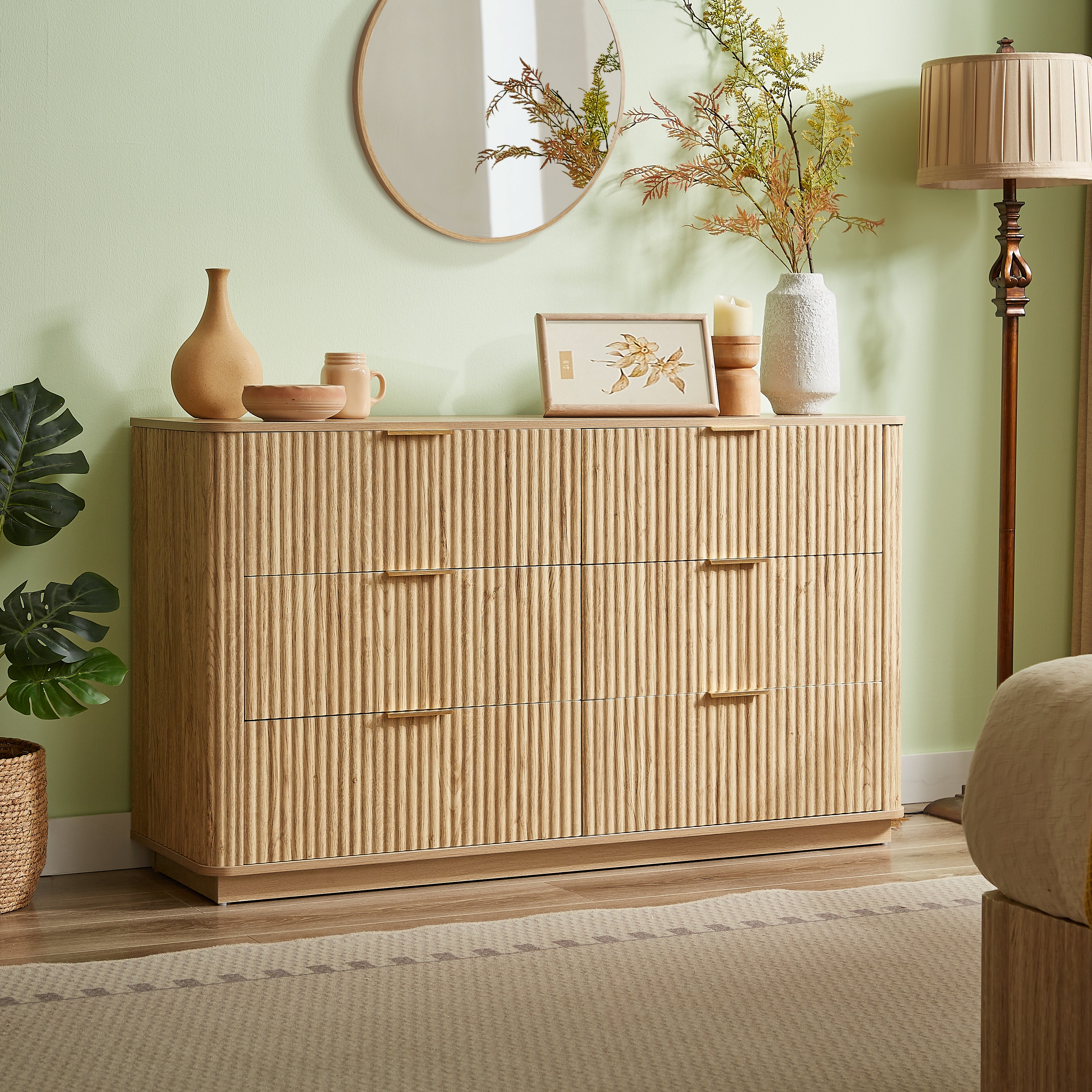 55' Wide Modern Chest of Drawers Walnut