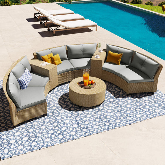 9-Piece-Outdoor-Fan-shaped-Sofa-Set-with-Cushions-and-Table-Outdoor-Seating