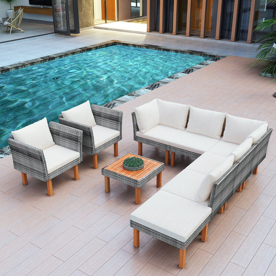 9-Piece-Outdoor-Patio-Garden-Wicker-Sofa-Set-with-Wood-Legs-Outdoor-Seating