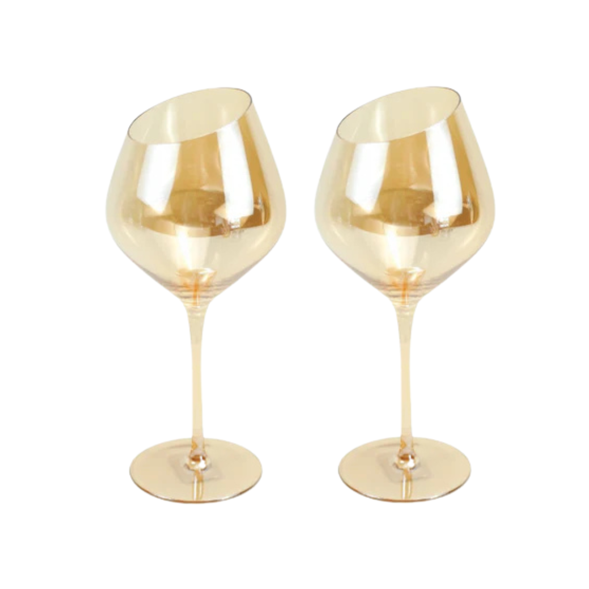 Jeanne Fitz Set of 2 Slant Collection Red Wine Glasses,Gold