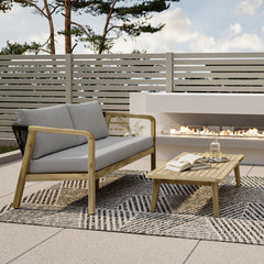 Acacia Wood Sofa with Weather-Resistant Cushion - Outdoor Seating