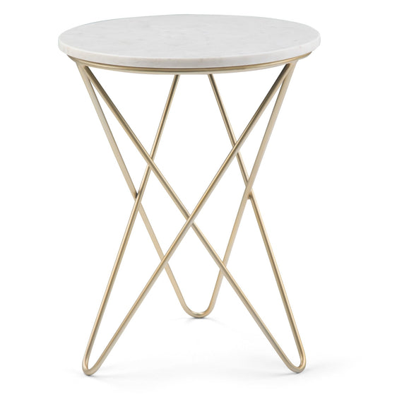 Accent Table with Marble Top and Gold Hairpin Legs - End Tables
