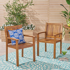 Amethyst Outdoor Dining Chair with Slat Design (set of 2) - Outdoor
