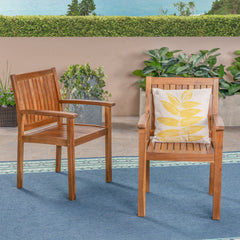 Amethyst Outdoor Dining Chair with Slat Design (set of 2) - Outdoor