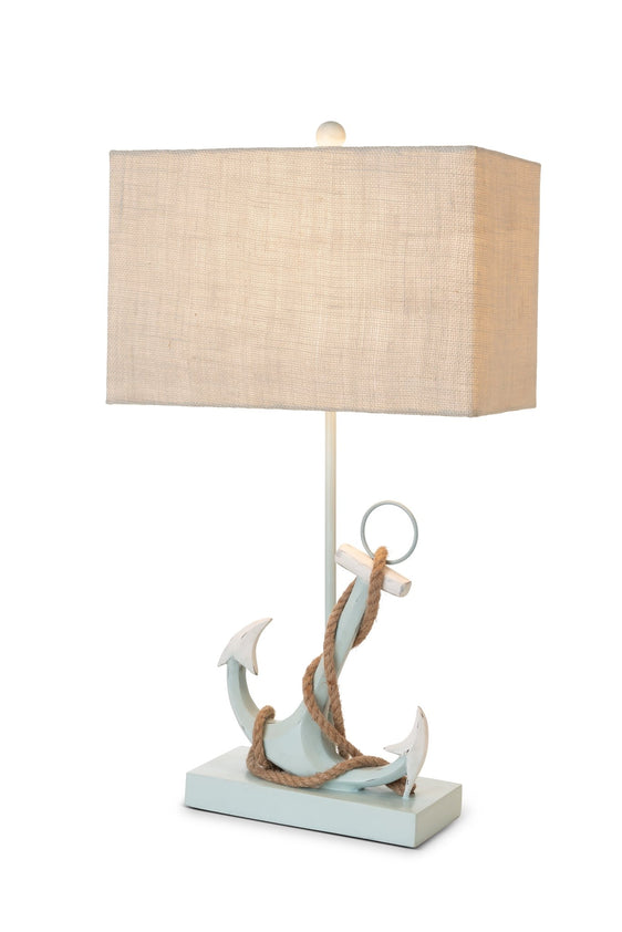 Anchor 28" Distressed Blue Polyresin Coastal Table Lamp, (Set of 2) - Table Lamps