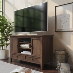 Aspire Solid Wood TV Stand with 2 Drawers and Adjustable Shelf - TV Stand