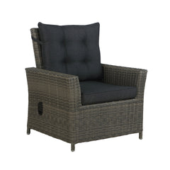 Dark Gray Asti All-weather Wicker Outdoor Recliner with Cushion and 15" Ottoman with Cushion Outdoor Seating