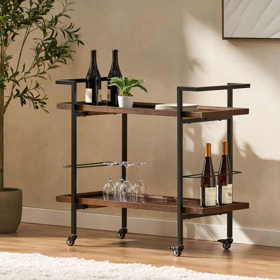 Bar-Cart-with-Shelving-and-Lockable-Rolling-Wheels-Bar-Cart