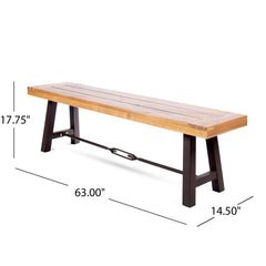 Blossom Acacia Wood Outdoor Bench with Slat Design - Benches