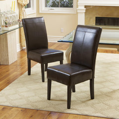Bonded-Leather-Upholstered-Dining-Chair-with-Solid-Wood-Legs,-Set-of-2-Dining-Chairs