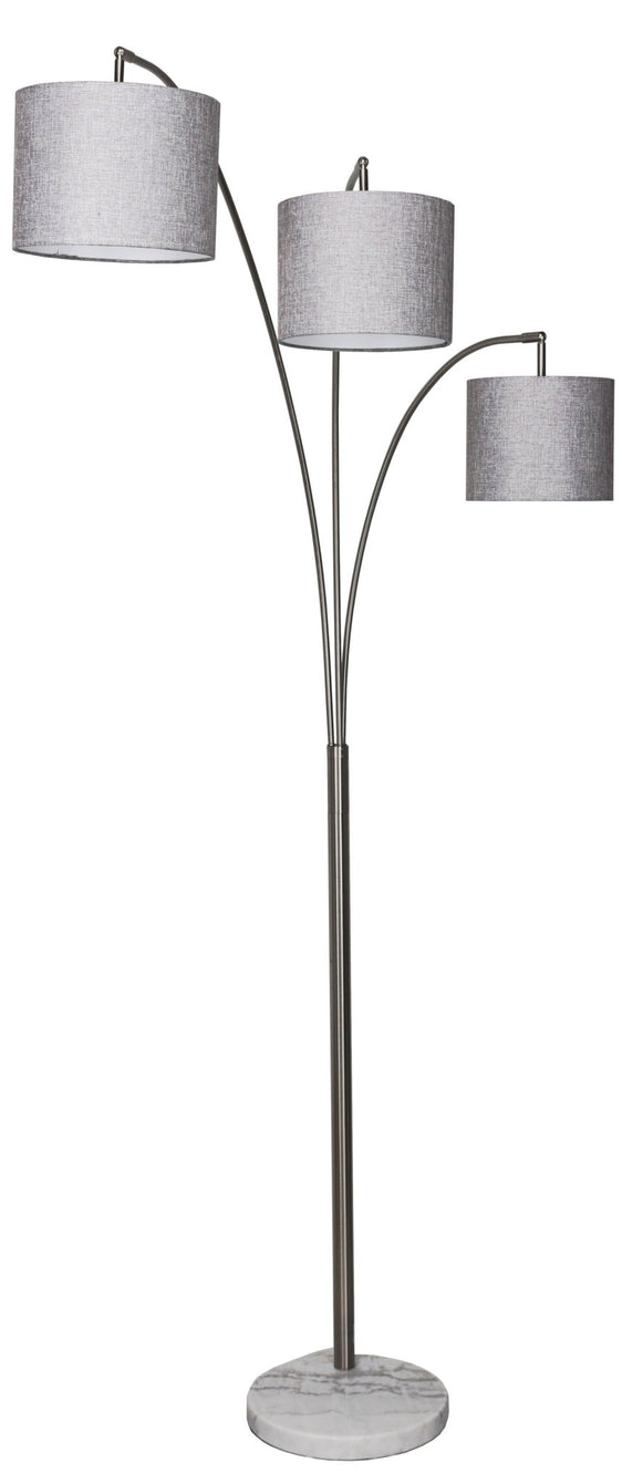 Brady 80" Steel Floor Lamp w/ 3 Arms, Grey Shade, 1 pack - Table Lamps
