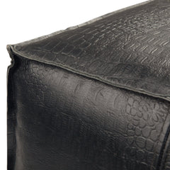 Buffalo Leather Square Pouf with Bottom Zipper Closure - Pouf