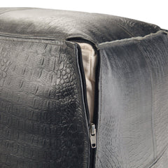 Buffalo Leather Square Pouf with Bottom Zipper Closure - Pouf