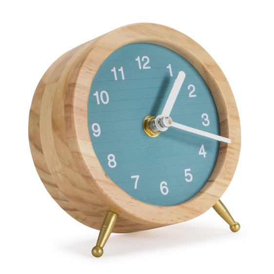 Wooden Desk Clock with Teal Blue Face 4.75" Clocks