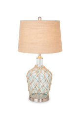 Cast 28" Bubble Glass (Clear / Light Blue) Coastal Table Lamp Rope / Burlap, (Set of 2) - Table Lamps