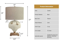 Clam Shell 28" White Coastal Table Lamp, (Set of 2) - Table Lamps