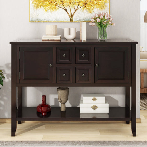 Console Table with Four Small Drawers and Bottom Shelf - Consoles