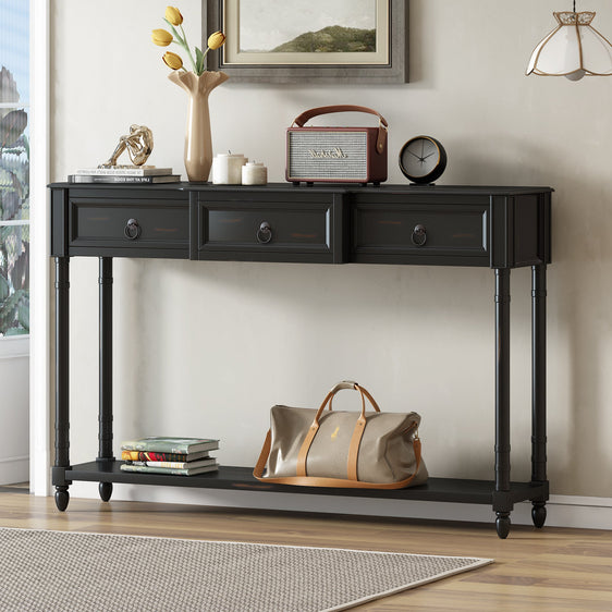 Console-Table-with-Projecting-Drawers-and-Long-Shelf-Consoles