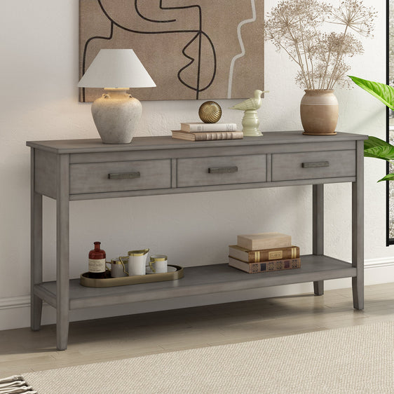 Contemporary Console Table with 3 Drawers and 1 Open Shelf - Consoles