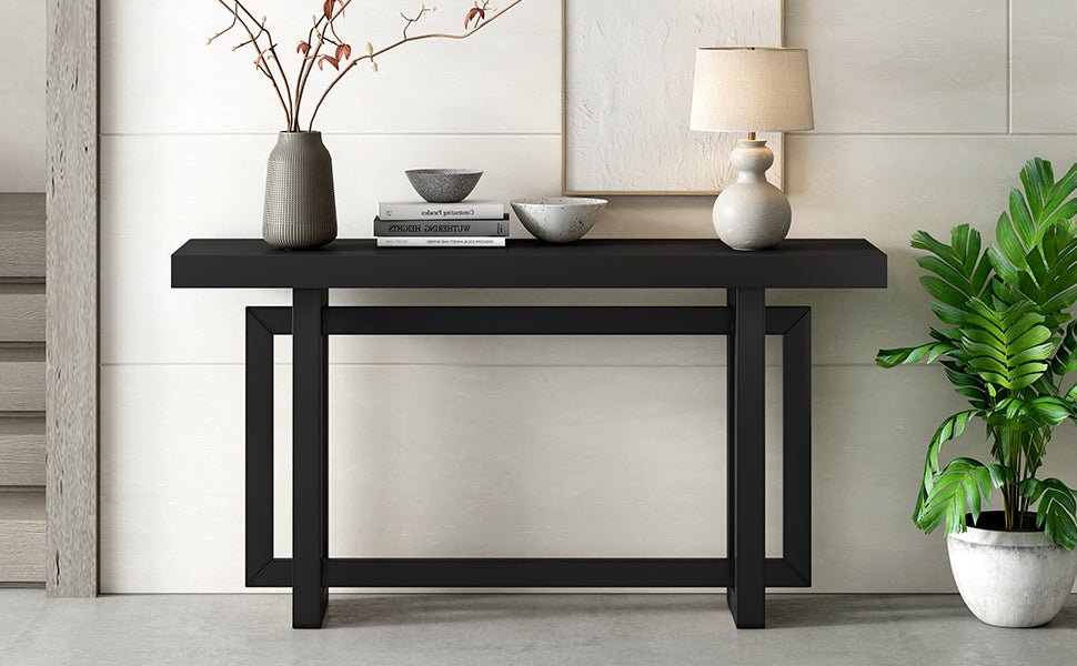 Contemporary Console Table with Industrial Inspired Concrete Wood Top - Consoles