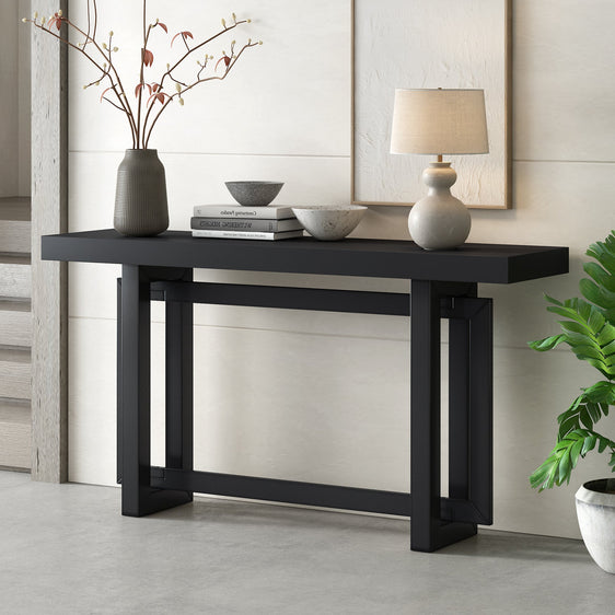 Contemporary Console Table with Industrial Inspired Concrete Wood Top - Consoles