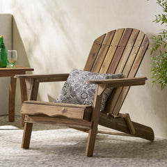 Dawn Outdoor Adirondack Chair with Slat Back and Acacia Wood Frame - Outdoor Seating
