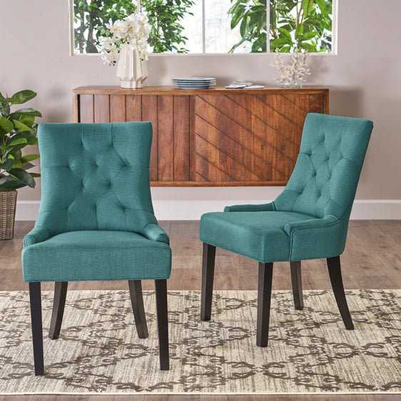 Dining Chair with Tufted Diamond Stitching and Sloped Arms, Set of 2 - Dining Chairs