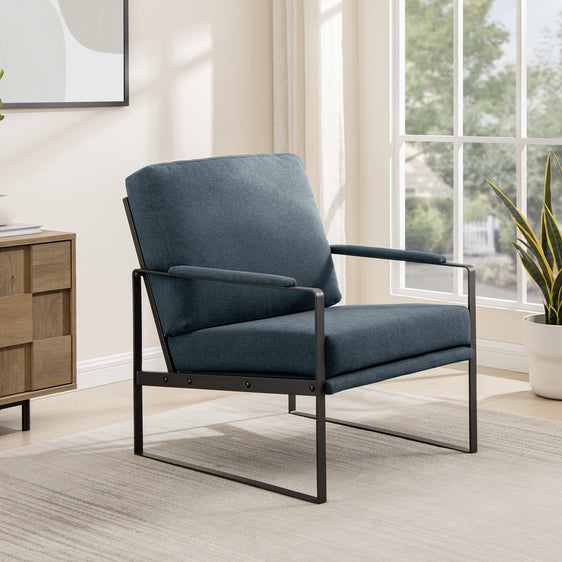 Echoara Square Metal Frame Accent Chair - Accent Chairs