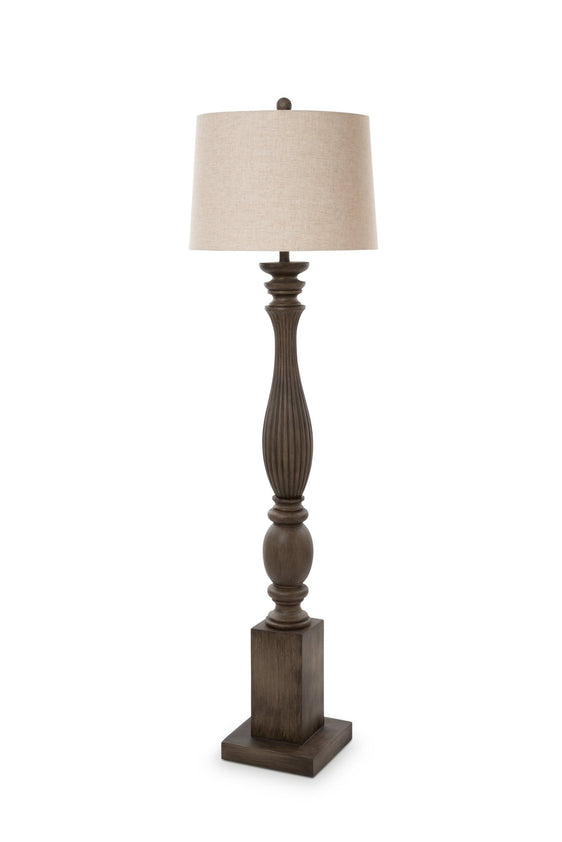 Elmwood 63" Brown Distressed Polyresin Floor Lamp - Lighting