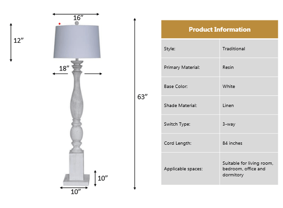 Elmwood 63" White Distressed Polyresin Floor Lamp - Table Lamps