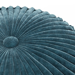 Enchantara Tufted Velvet Cotton Round Pouf with Unique Side Detail - Ottomans