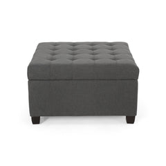 Enthralling Upholstered Storage Ottoman with Tufted Waffle Stitch - Ottomans