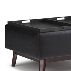 Entwine Multi-functional Upholstered Faux Leather Storage Ottoman with Tray Top - Ottomans
