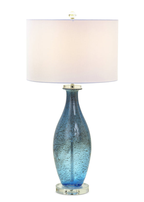 Everly 30” Blue tone Art Glass w/Crystal Base, (Set of 2) - Table Lamps