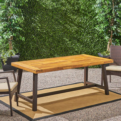 Glimmer Outdoor Table with Slat Top and Metal Legs - Dining Tables