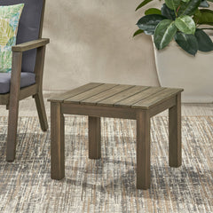 Halcyon Outdoor Side Table with Slat Design and Acacia Wood Frame - Outdoor Tables