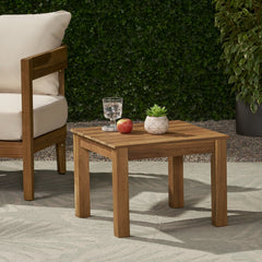 Halcyon Outdoor Side Table with Slat Design and Acacia Wood Frame - Outdoor Tables