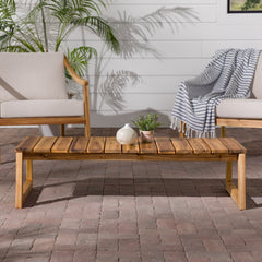 Harmonifica Outdoor Solid Wood Slat-Top Coffee Table - Coffee Tables