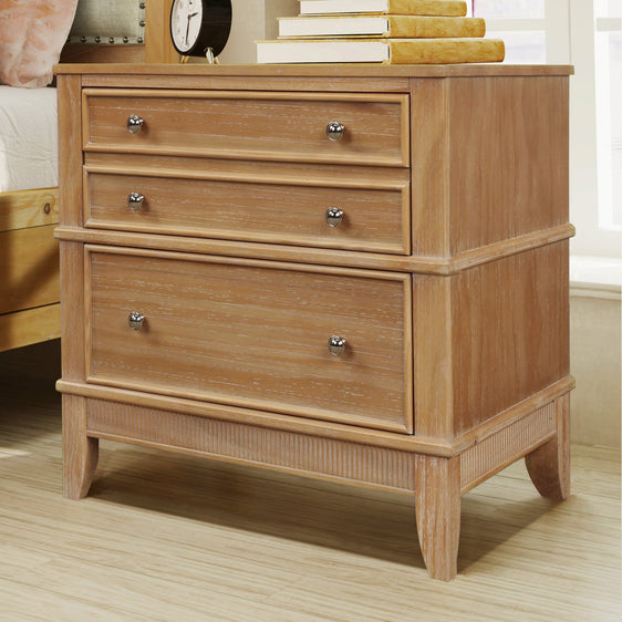 Hazel Side Table with 3 Drawers and Silver Handle - Side Tables