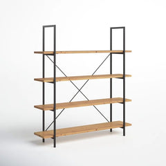 Iron X-frame Bookcase with Open Shelves - Storage and Organization