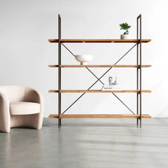 Iron X-frame Bookcase with Open Shelves - Storage and Organization