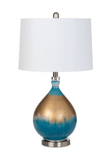 Jasmine 27" Gold/Blue Glass Table Lamp, (Set of 2) - Lighting