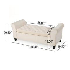 Journey Upholstered Bench with Storage, Diamond Tufted Seat and Flared Arm - Benches