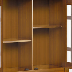 Low Storage Cabinet with 2 Tempered Glass Doors and 2 Adjustable Shelves - Storage Cabinets